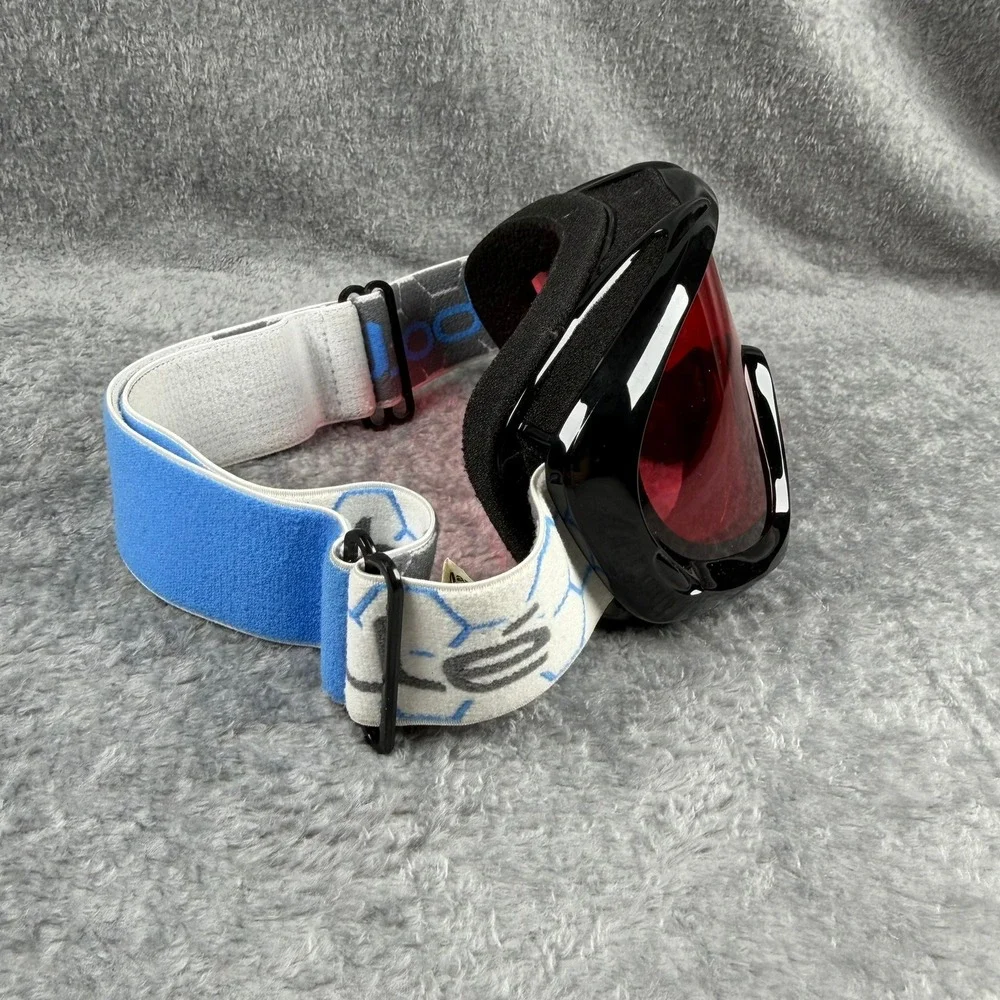 Bolle‎ Ski Snowboard Goggles Black Frame Red Lens Blue White Hexagon Strap